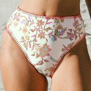 Cupshe Dreamy Garden Whipstitching High-Rise Bikini Bottoms